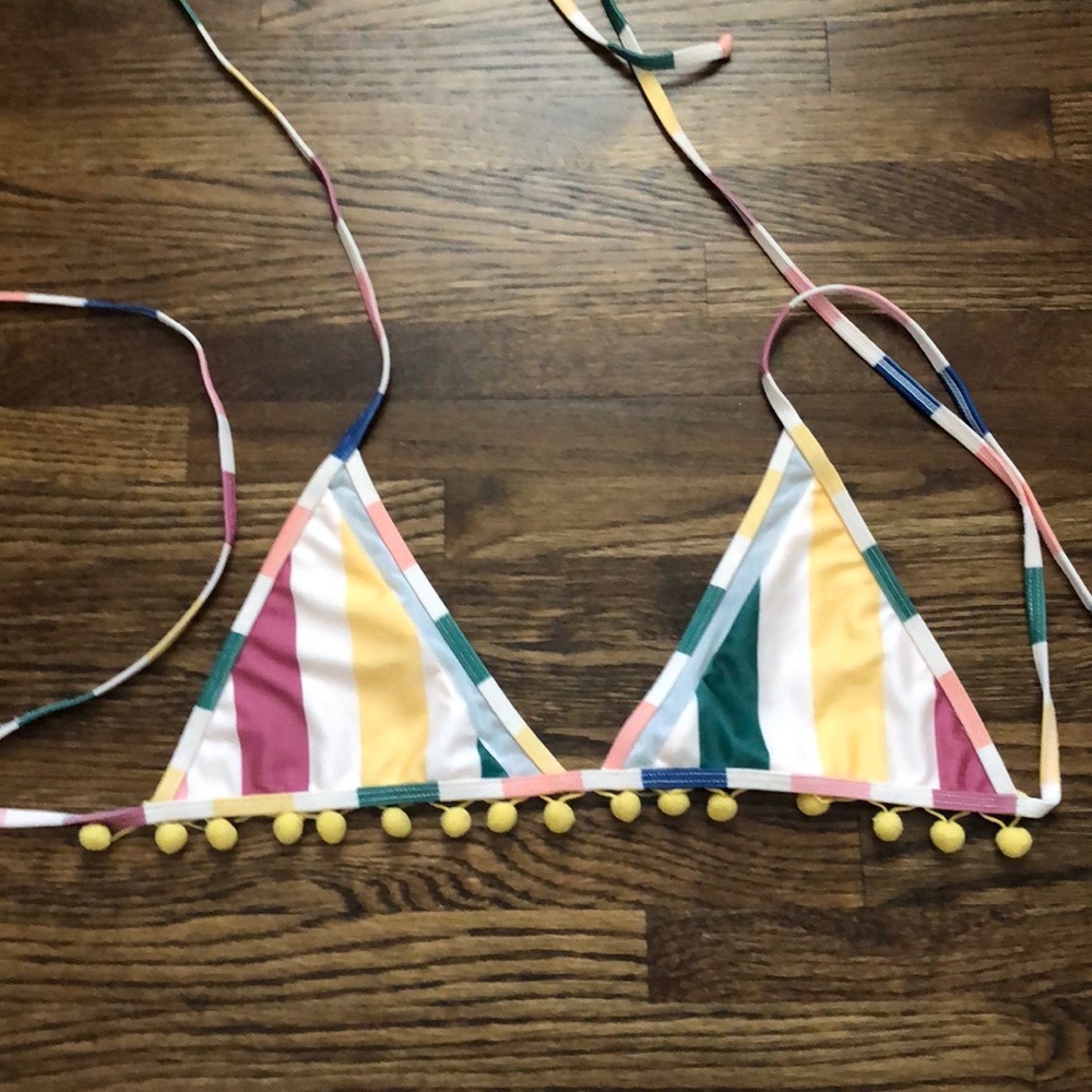 Tularosa Nina swim bikini top in Rainbow Stripe